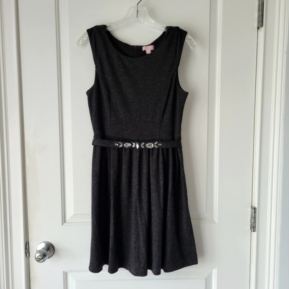 Elle Dresses & Skirts - Black Midi Cocktail Dress Summer with Belt Size 6